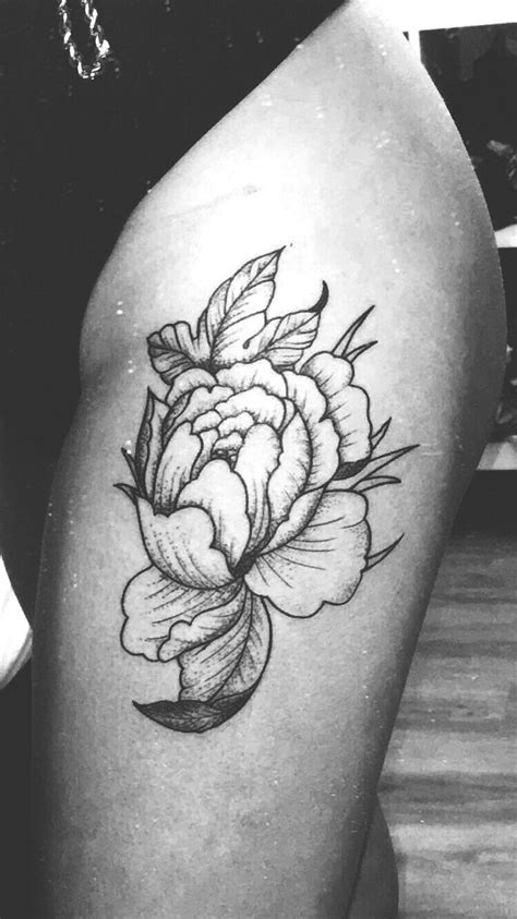 My Peony Flower Thigh Tattoo