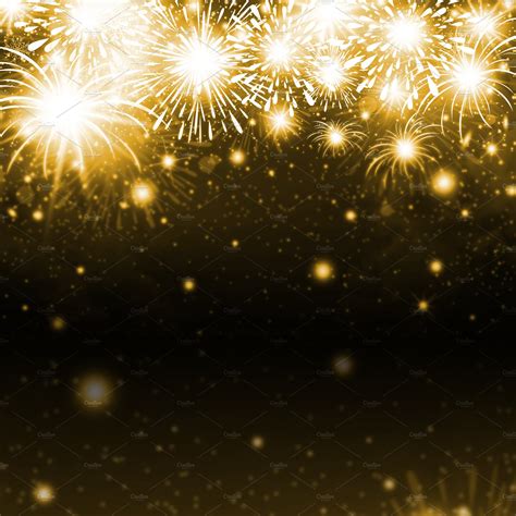 Gold Fireworks Background Custom Designed Illustrations Creative Market