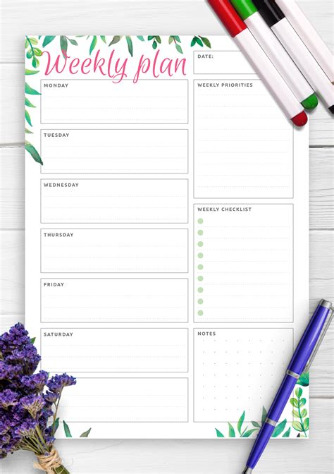 Free Printable Weekly Planner Template Pdf Calendar Printable