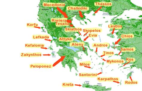 Grecja Wyspy Mapa Mapa Polski