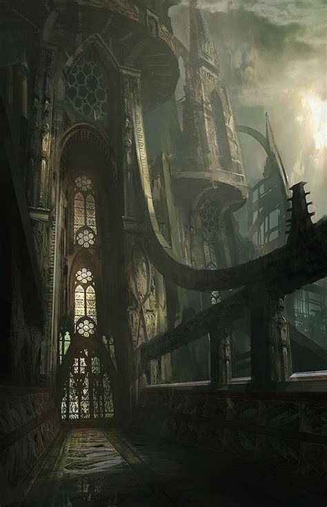 Epic Futuristic Gothic Cathedral Illustration By James Paick