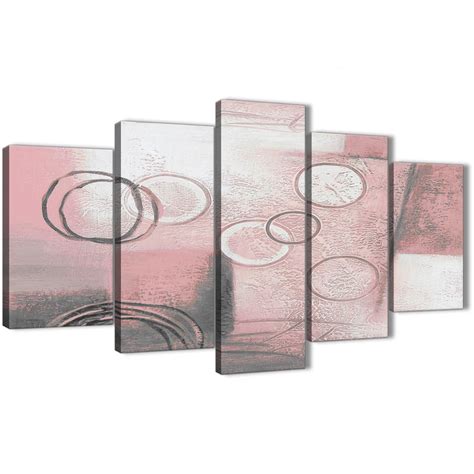 5 Panel Blush Pink Grey Painting Abstract Office Canvas