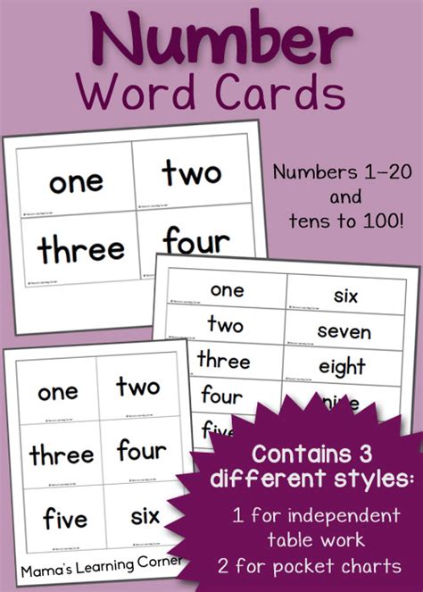 printable number word cards mamas learning corner