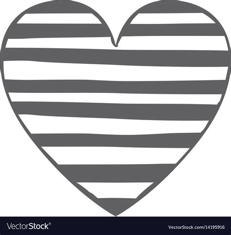 Monochrome Silhouette Heart With Horizontal Lines Vector Image