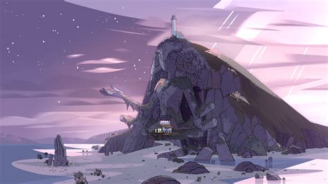 Steven Universe Rock Mountain Like Statue Lighthouse With Background Of