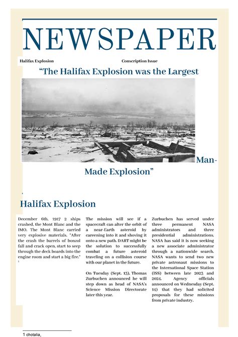 Copy of Science Newspaper - NEWSPAPER Halifax Explosion Conscription