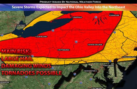 Severe Storms Expected to Impact the Ohio Valley into the Northeast on