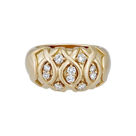 Vintage Christian Dior 18k Yellow Gold Diamond Ring Size 625