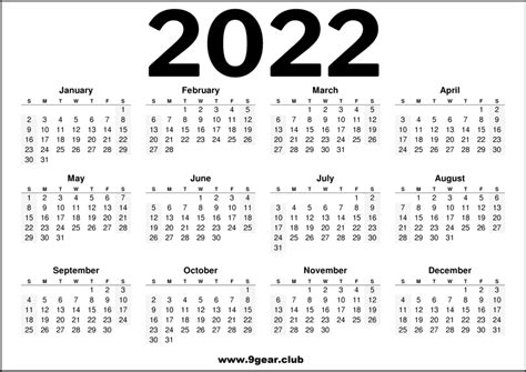 2022 Calendar Black And White Hd Printable Calendars
