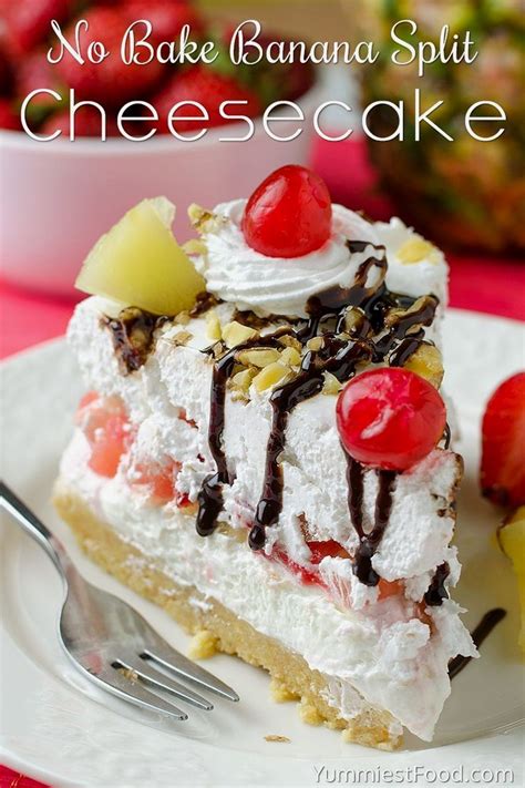 No Bake Banana Split Cheesecake Easy And Quick Summer Dessert Recipe