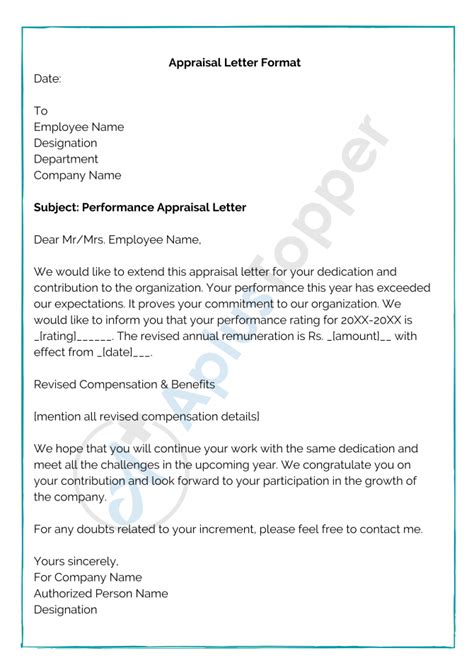 Employee Appraisal Letter Samples And Templates Download