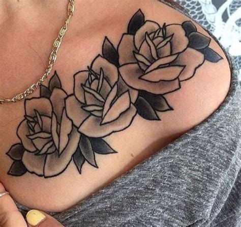 Flower Shoulder Rose Chest Tattoo Chest Tattoos For Women Rose Chest