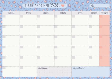 Planner De Mesa Mensal