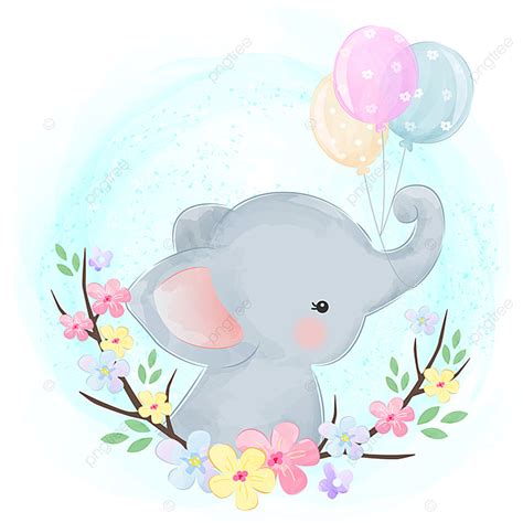 Lindo Bebé Elefante Con Globos Png Bebé Elefante Clipart Adorable
