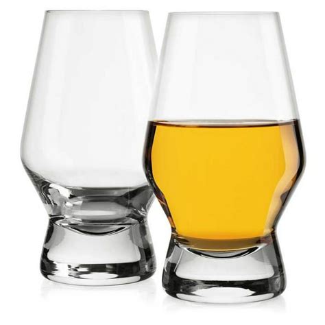 Joyjolt Halo Crystal Whiskey Pint Glass 7 8 Oz Set Of 2 Heavy Base Liquor Drinking Glasses