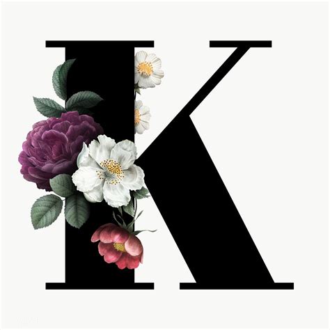 Classic And Elegant Floral Alphabet Font Letter K Transparent Png
