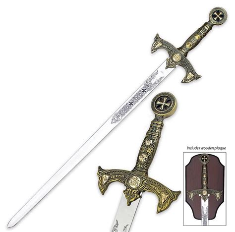 47 Medieval 12th Century Knights Templar Crusader Sword With Plaque Bronze
