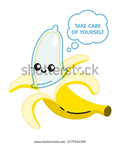 Cute Banana Wearing Condom World Contraception Stock Vector Royalty