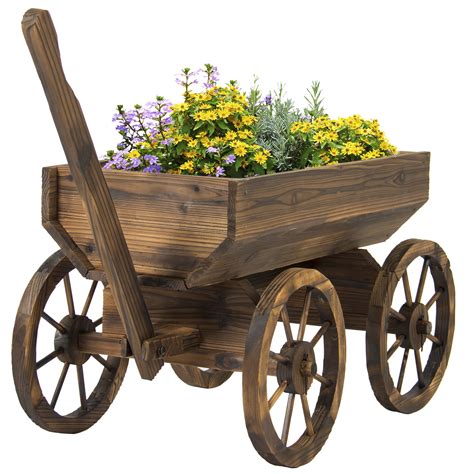 Wagon wheel wood flowers floral wreath wall hanging farmhouse home decor spring floral display wagon wheel wall hanging wagon wheel wreath. Best Choice Products Wood Wagon Planter, Brown - Walmart.com