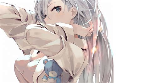 Anime Girl White Hair Blue Eyes 1280x720 Wallpaper