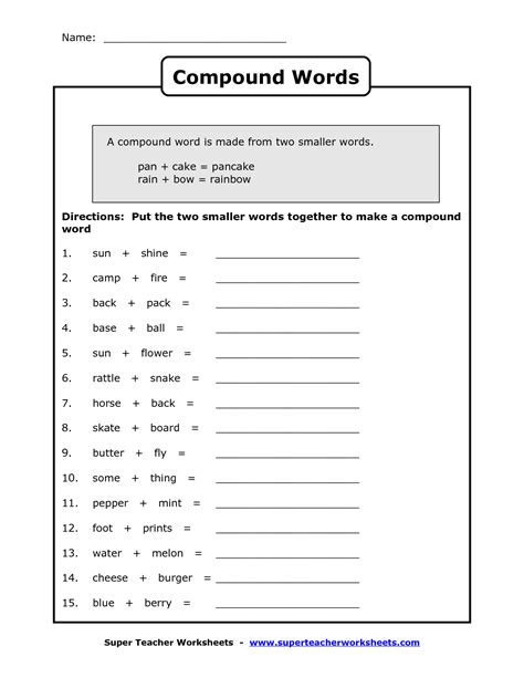 Compound Word Worksheets Grade 2
