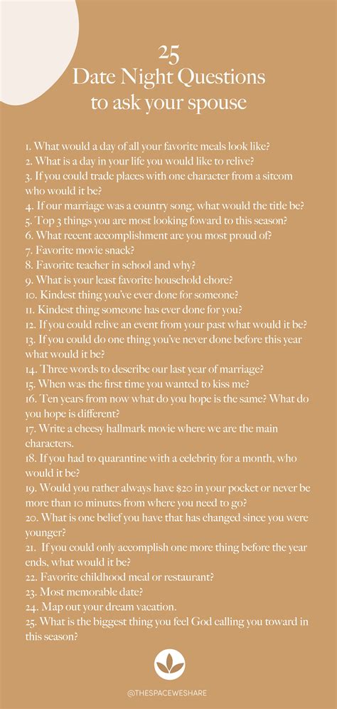 25 Date Night Questions To Ask Your Spouse Romantic Date Night Ideas