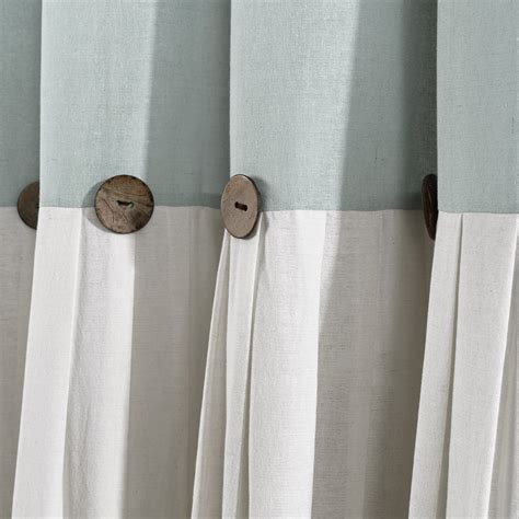 Lush Decor Linen Button Color Block Cotton Blend Shower Curtain 72x72