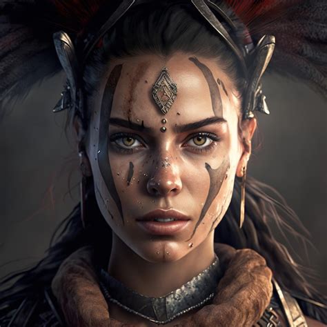 Premium Photo A Woman With A Face Painted Like A Warrior