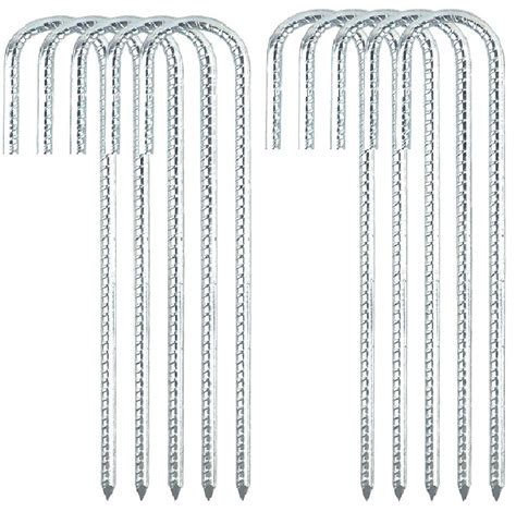 Buy Inch Galvanized Rebar Tent Stakes Heavy Duty J Hook Ground Anchors Curved Steel Support