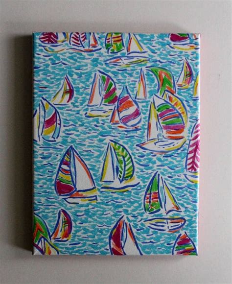 Lilly Pulitzer Sailboat Pattern Nautical Print By Fiberandgloss