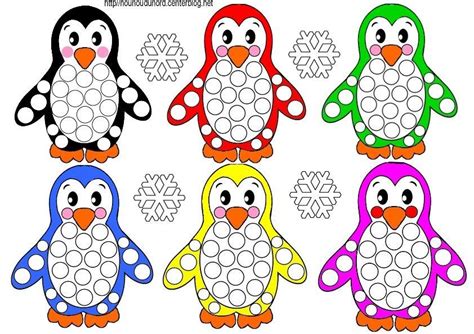 Pingouins à colorier à gommettes et en couleur