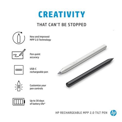 Hp Rechargeable Mpp 20 Tilt Pen For Hp Devices Supporting Windows Ink