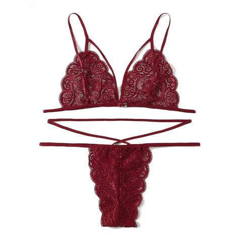 Buy Ihaza 2 Piece Outfits Womens Sexy Lace Lingerie Set Hollow Bra