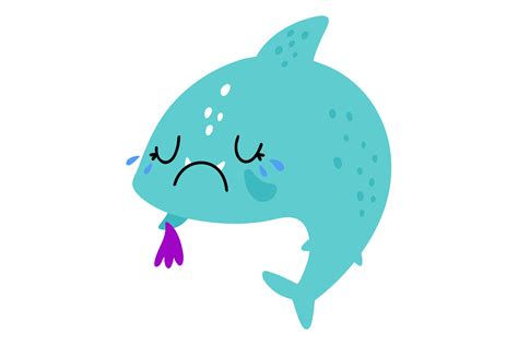 Sad Shark Mascot Cute Crying Underwater Graphic By Vectorbum