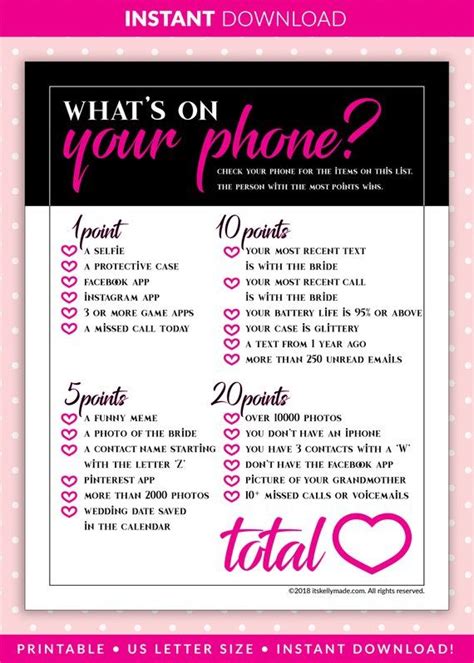 Whats On Your Phone Bachelorette Party Game Instant Etsy