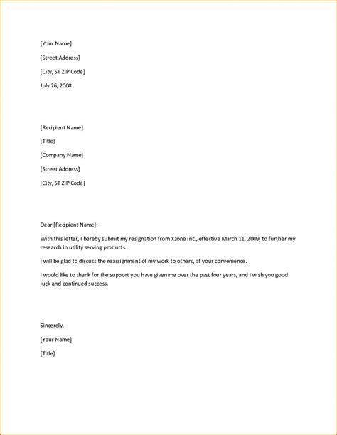 Standard Letter Of Resignation Database Letter Template Collection