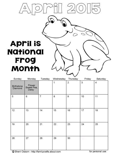 Printable April 2015 Calendars Holiday Favorites