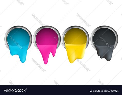Buckets With Cyan Magenta Yellow Black Paint On A Vector Image