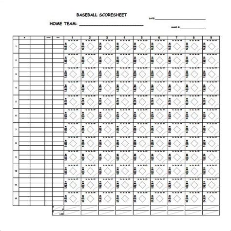 Simple Baseball Score Sheet Baseballscores Baseball