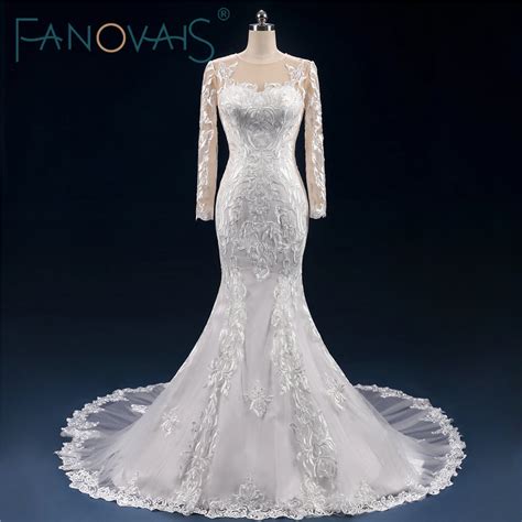 Vintage Full Lace Wedding Dress Long Sleevs Mermaid Bridal