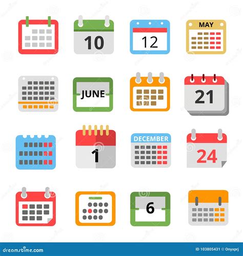 Set Of Different Calendars In Flat Style Vector Pictures Set Stock