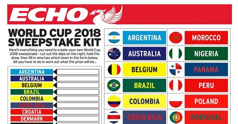 World Cup 2018 Sweepstake Kit Free Download Ahead Of The Big Kick Off
