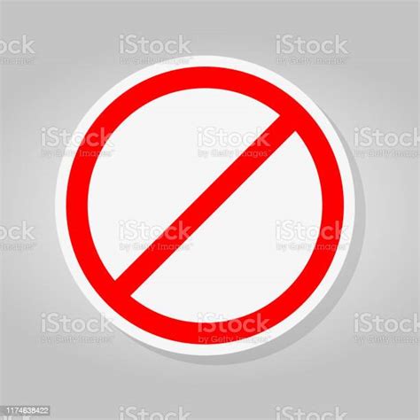 No Sign Empty Red Crossed Out Circlenot Allowed Sign Isolate On White