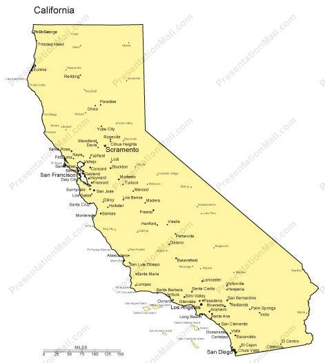 California Powerpoint Map Major Cities