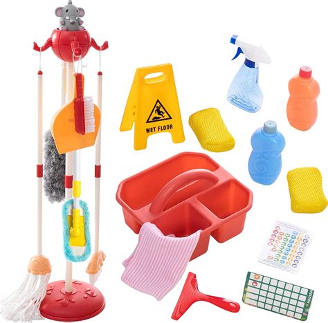 Joyin 18 Pcs Kids Cleaning Set Toddler Cleaning Toys Includes Broom