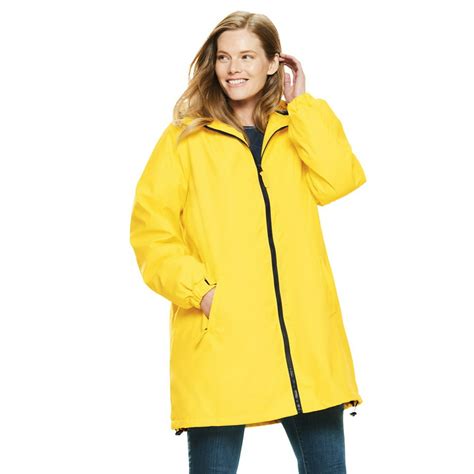 Woman Within Womens Plus Size Hooded Slicker Raincoat 4x Primrose