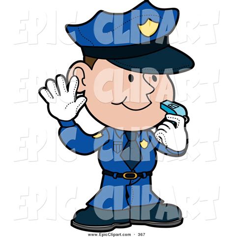 Vector Clip Art Of A Friendly Male Caucasian Police Officer In A Blue