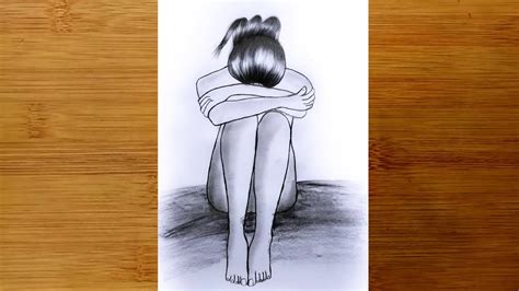How To Draw A Alone Girl With Pencil Sketching Girl Drawing Easy