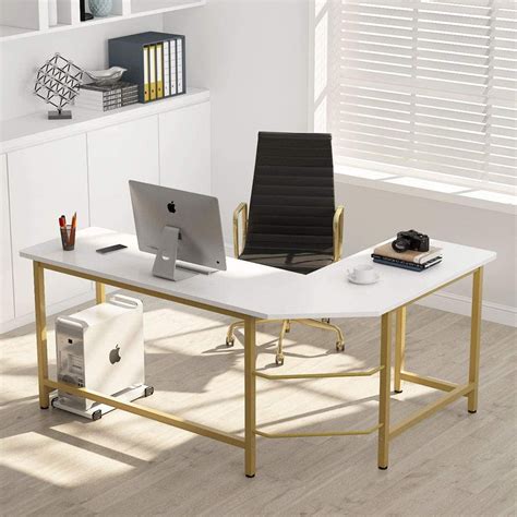 tribesigns modern l shape desk corner computer desk with large working space and cpu stand