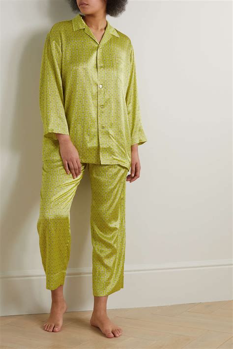 Olivia Von Halle Casablanca Printed Silk Satin Pajama Set Net A Porter